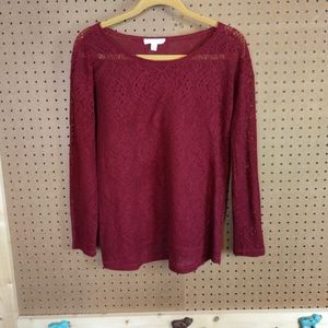 Kenar burgundy maroon lace top medium